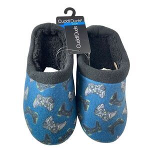 Cuddl Duds BOYS LARGE (5-6) Fleece Clog Slippers IN GAMER PATTERN